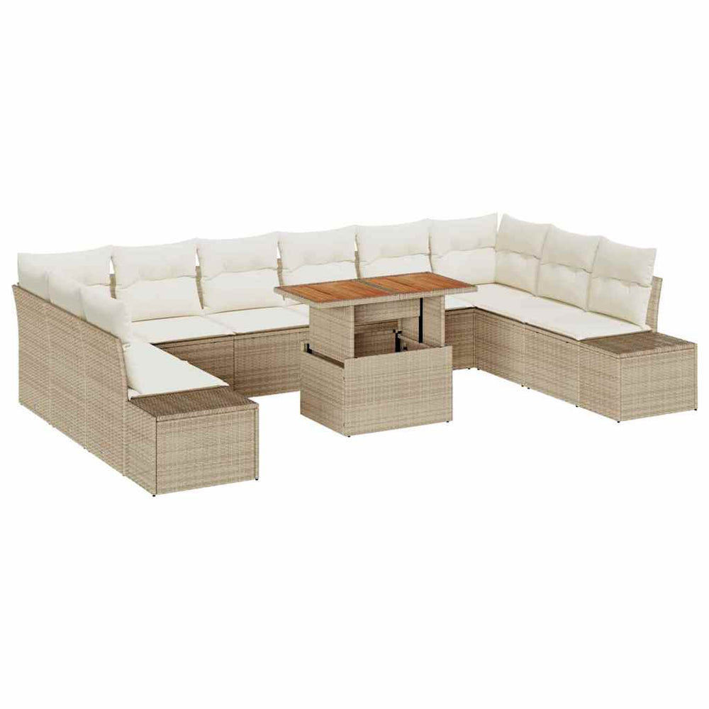 vidaXL Garden Sofa Set with Cushions 11 pcs Beige and Cream