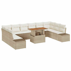 vidaXL Garden Sofa Set with Cushions 11 pcs Beige and Cream
