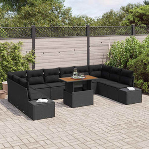 Garten Sofa Set mit Kissen, 11-teilig Schwarz/Braun