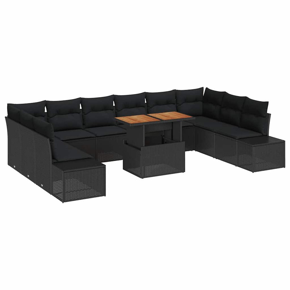 Garten Sofa Set mit Kissen, 11-teilig Schwarz/Braun