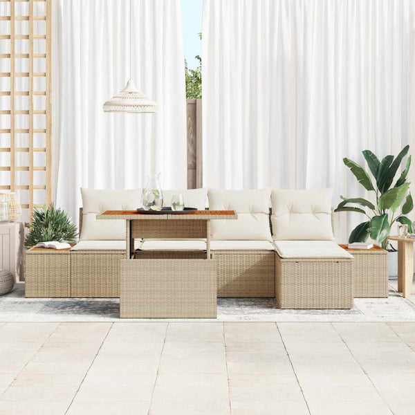 vidaXL Garden Dining Set with Cushions 6 pcs Beige and Cream