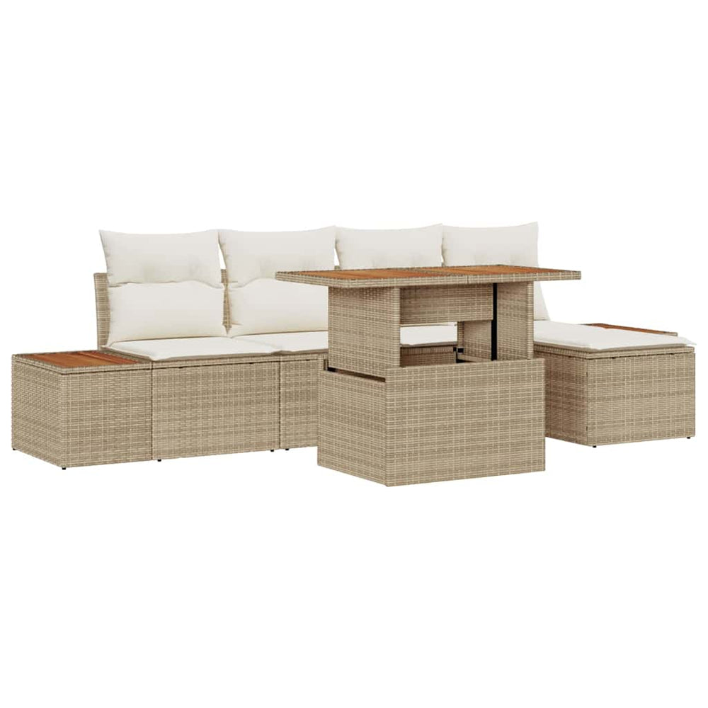 vidaXL Garden Dining Set with Cushions 6 pcs Beige and Cream