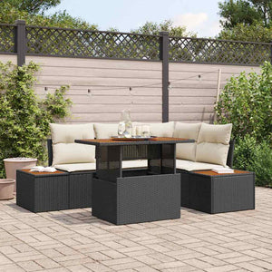 Garten Essgruppe mit Kissen, 5-teilig, Schwarz/Beige