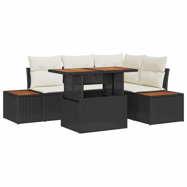Garten Essgruppe mit Kissen, 5-teilig, Schwarz/Beige
