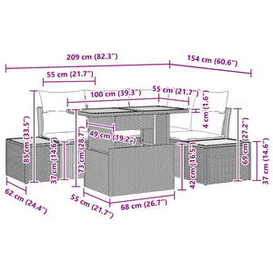 Garten Essgruppe mit Kissen, 5-teilig, Schwarz/Beige