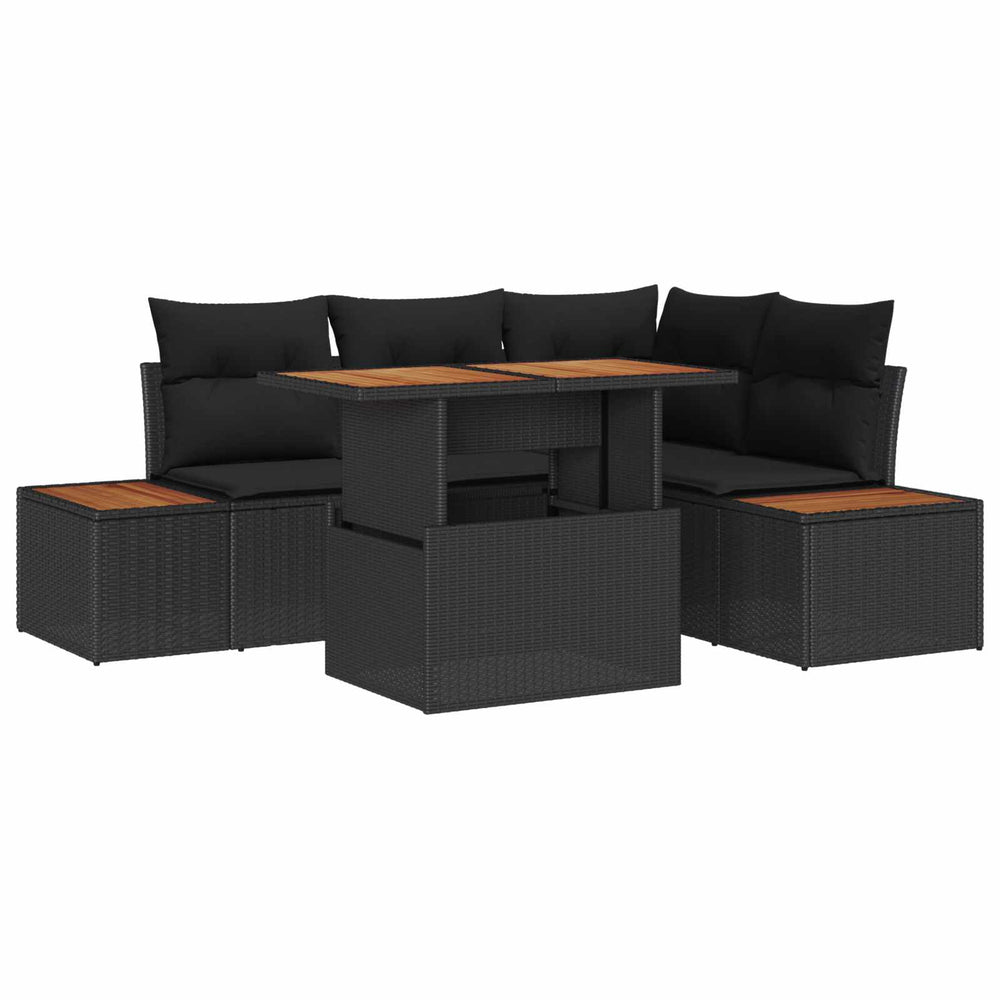 vidaXL 5-Piece Garden Dining Set with Cushions Black and Brown