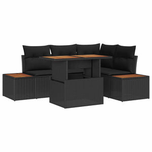 vidaXL 5-Piece Garden Dining Set with Cushions Black and Brown