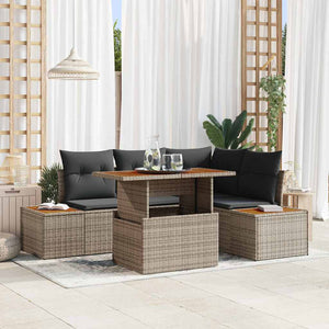 vidaXL Garden Dining Set with Cushions 5 pcs Grey and Brown