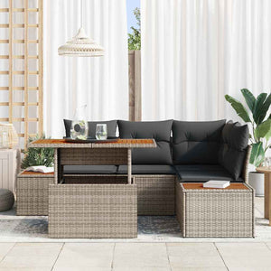 vidaXL Garden Dining Set with Cushions 5 pcs Grey and Brown