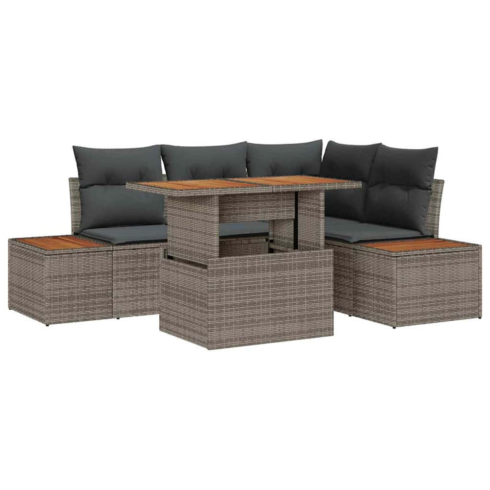 vidaXL Garden Dining Set with Cushions 5 pcs Grey and Brown