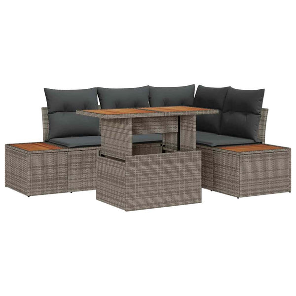 vidaXL Garden Dining Set with Cushions 5 pcs Grey and Brown