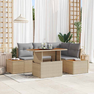 vidaXL Garden Dining Set with Cushions 5 pcs Beige and Grey