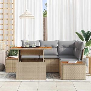 vidaXL Garden Dining Set with Cushions 5 pcs Beige and Grey