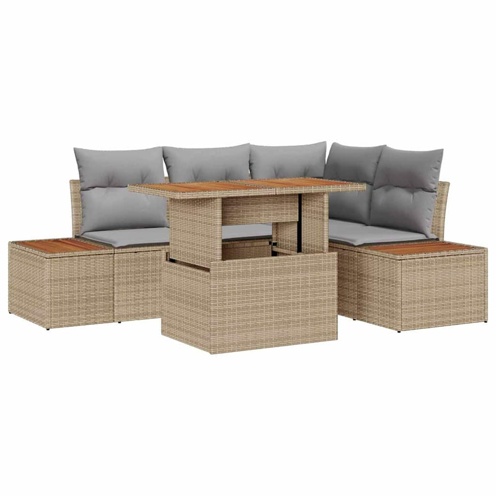 vidaXL Garden Dining Set with Cushions 5 pcs Beige and Grey