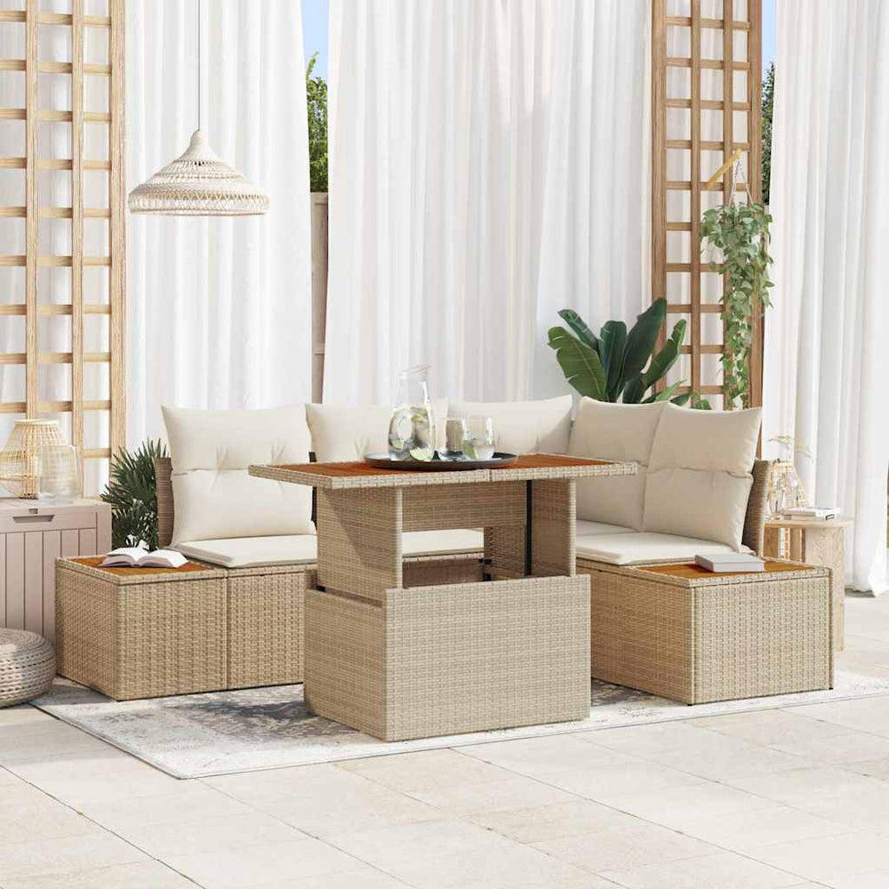 vidaXL Garden Dining Set with Cushions 5 pcs Beige and Cream