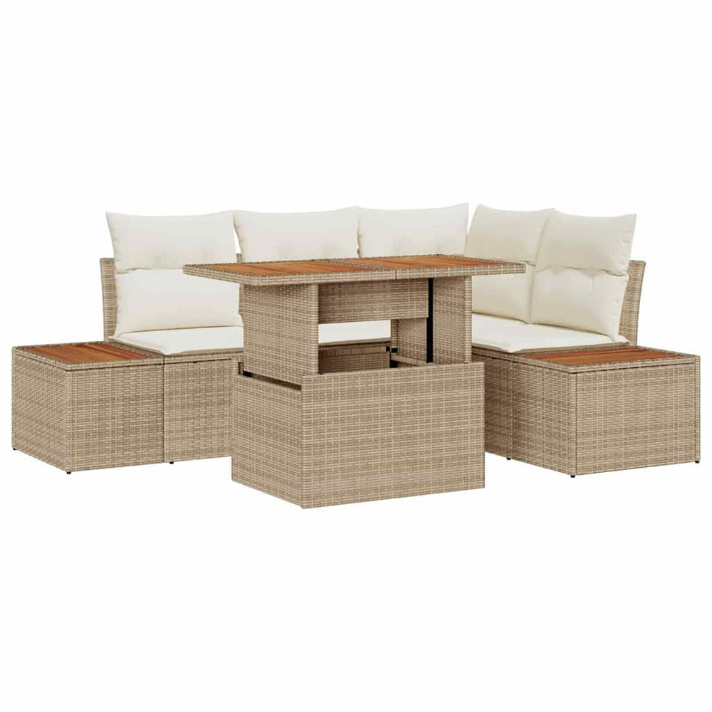 vidaXL Garden Dining Set with Cushions 5 pcs Beige and Cream