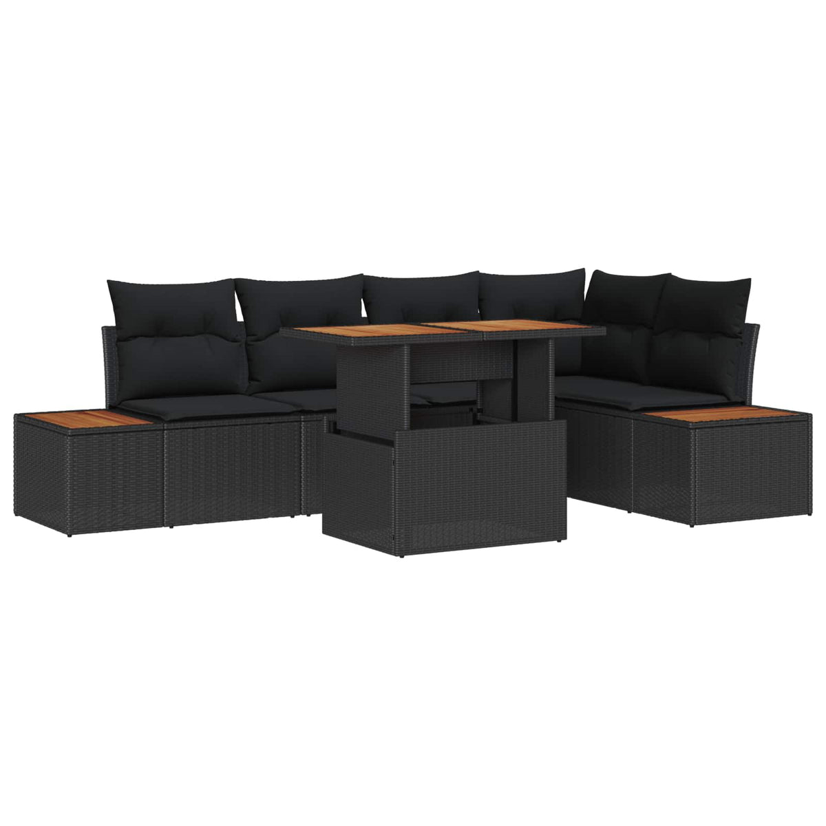 vidaXL Garden Dining Set with Cushions 6 pcs Black and Brown