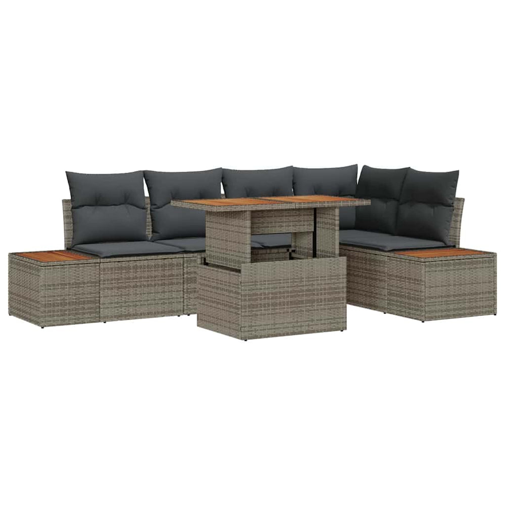 vidaXL Garden Dining Set with Cushions 6 pcs Grey and Brown