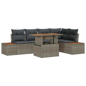 vidaXL Garden Dining Set with Cushions 6 pcs Grey and Brown