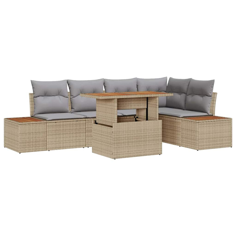 vidaXL Garden Dining Set with Cushions 6 pcs Beige and Gray