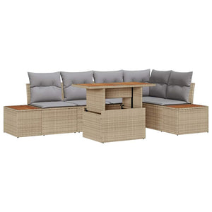 vidaXL Garden Dining Set with Cushions 6 pcs Beige and Gray