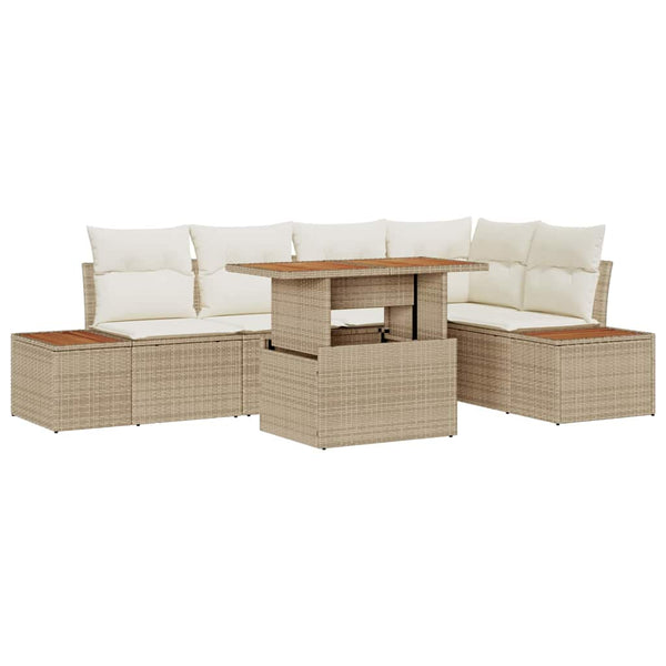 Garten Essgruppe Beige mit Kissen 6-teilig