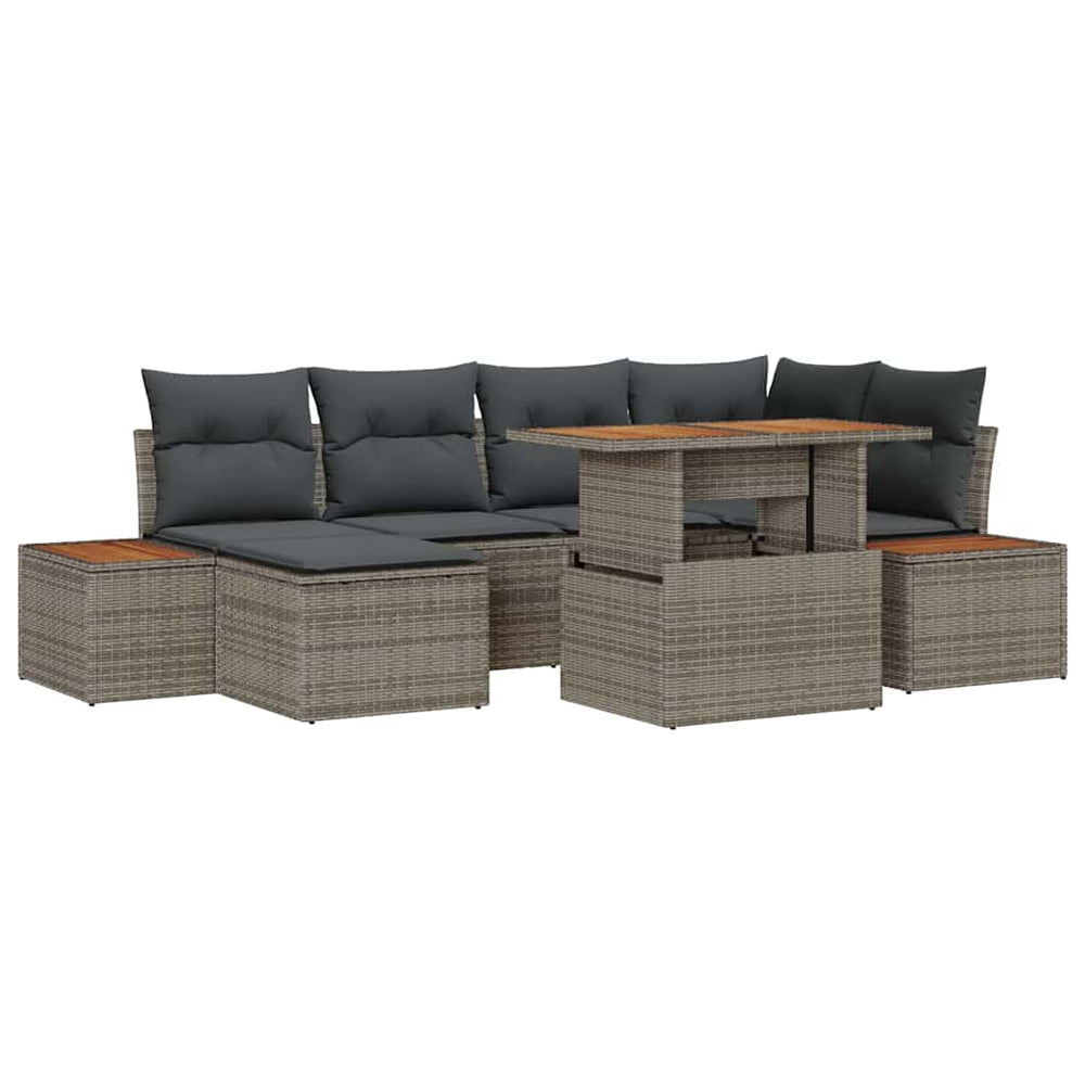 vidaXL Garden Dining Set with Cushions 7 pcs Grey and Brown