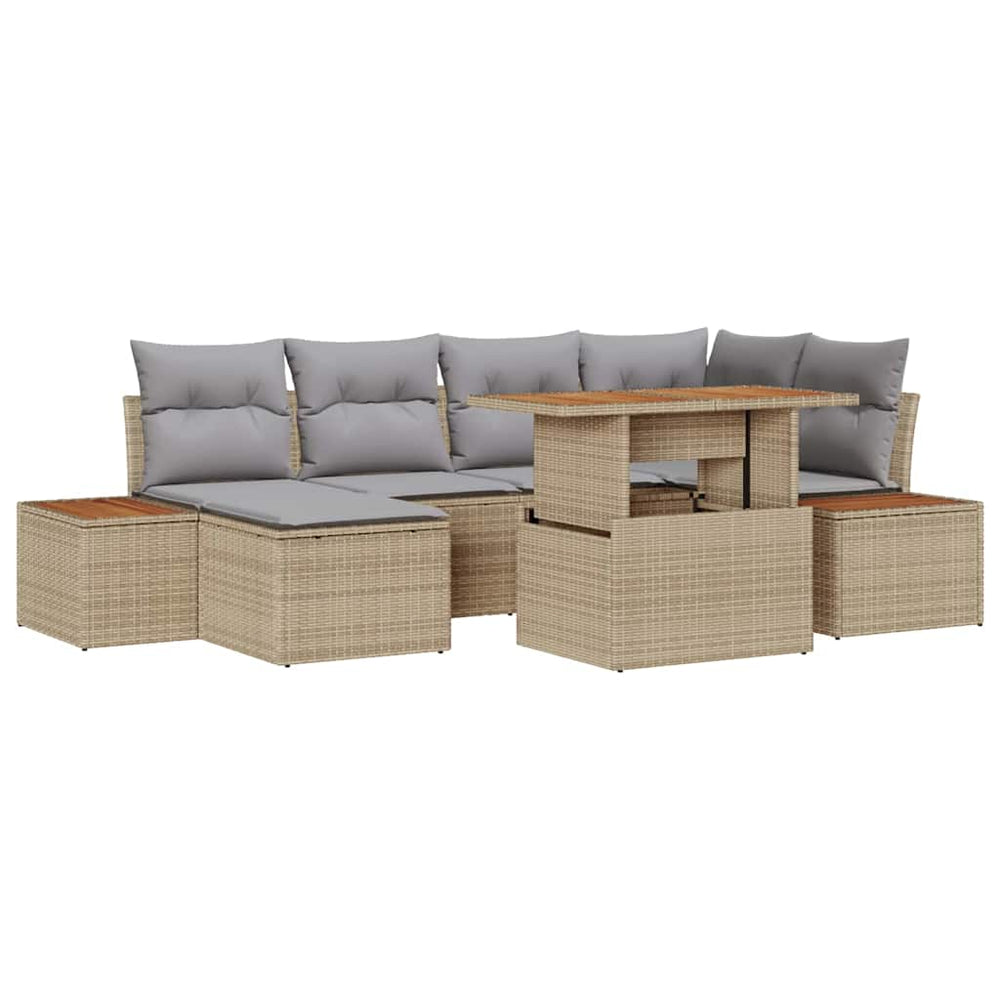 vidaXL Garden Dining Set with Cushions 7 pcs Beige and Grey