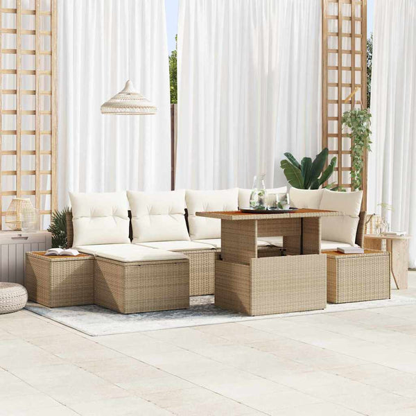 vidaXL Outdoor Dining Set with Cushions 7 pcs Beige and Cream