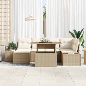 vidaXL Outdoor Dining Set with Cushions 7 pcs Beige and Cream