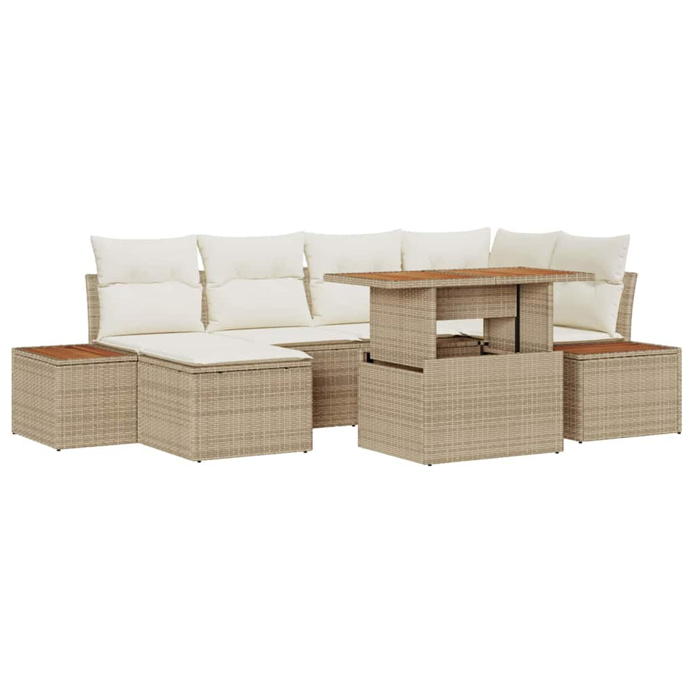 vidaXL Outdoor Dining Set with Cushions 7 pcs Beige and Cream