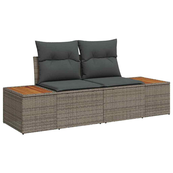 vidaXL Garden Dining Set with Cushions 9 pcs Grey and Brown