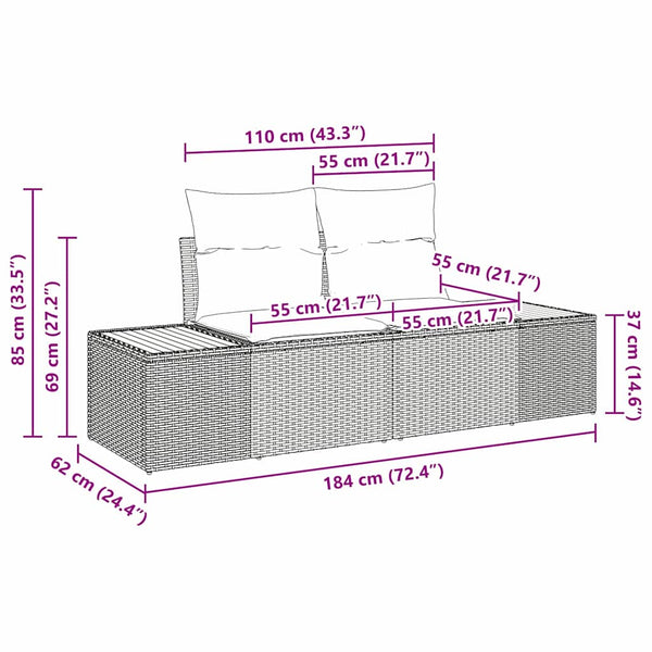 vidaXL Outdoor Dining Set with Cushions 9 pcs Beige and Grey