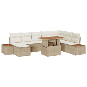 vidaXL Garden Dining Set with Cushions 9 pcs Beige and Cream