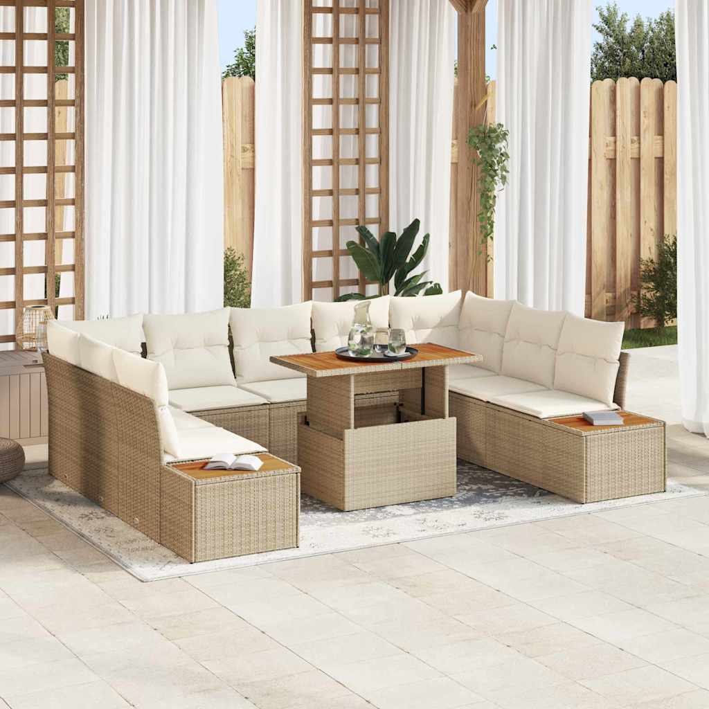 Garten Essgruppe Beige Creme 10-teilig