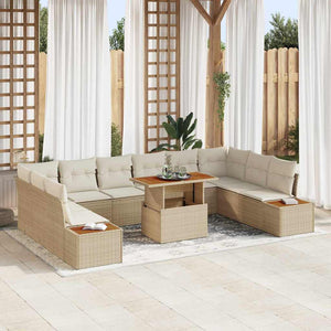 Garten Essgruppe mit Kissen, 11-teilig, Beige/Creme