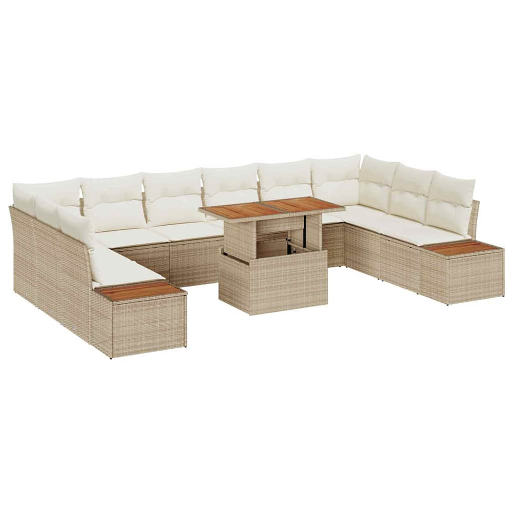 Garten Essgruppe mit Kissen, 11-teilig, Beige/Creme