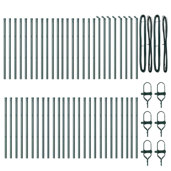 vidaXL Fence Posts 52 pcs Green 3.2 x 3.2 x 80 cm