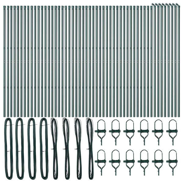 vidaXL Fence Posts 52 pcs Green 3.2 x 3.2 x 210 cm