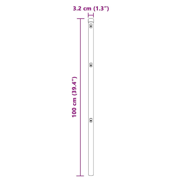 vidaXL Fence Posts 26 pcs Grey 3.2 x 3.2 x 100 cm