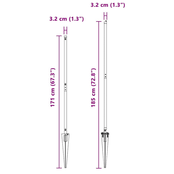 vidaXL Fence Posts 26 pcs Grey 3.2 x 3.2 x 140 cm