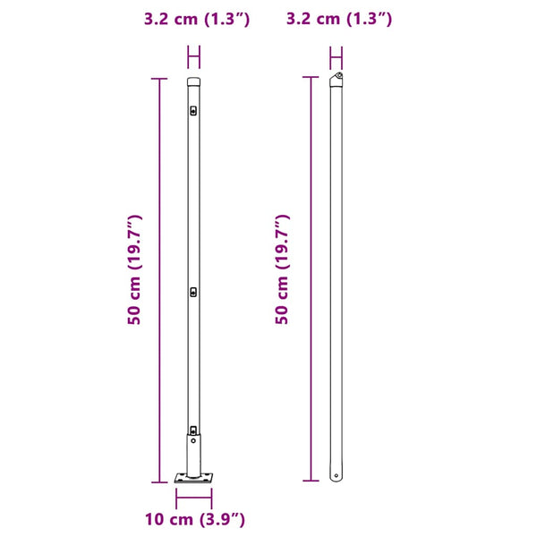 vidaXL Fence Posts 52 pcs Grey 3.2 x 3.2 x 50 cm