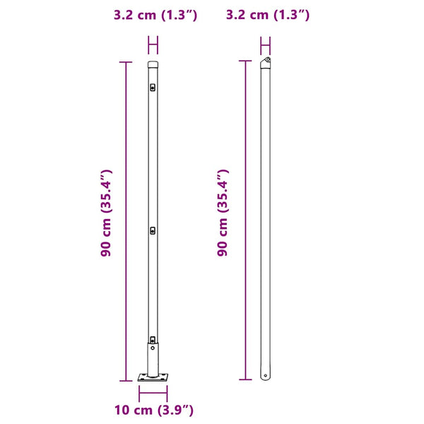 vidaXL Fence Posts 52 pcs Grey 3.2 x 3.2 x 90 cm