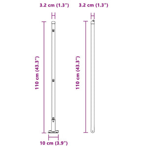 vidaXL Fence Posts 26 pcs Grey 3.2 x 3.2 x 110 cm