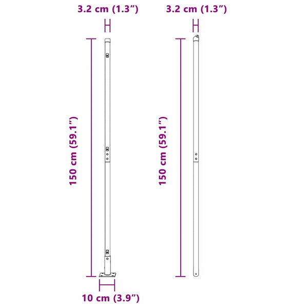 vidaXL Fence Posts 26 pcs Grey 3.2 x 3.2 x 150 cm