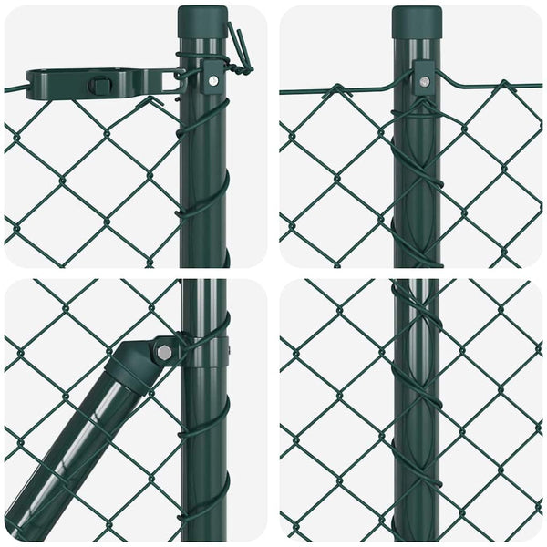 vidaXL Fence Posts Green 10 x 0.4 m (40 x 40 mm Mesh) Steel and PVC