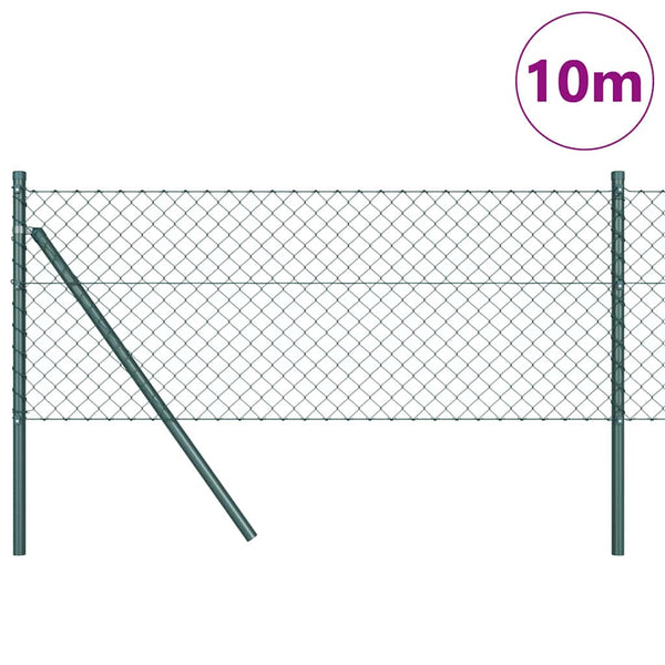vidaXL Fence Post Green 10 x 0.8 m (40 x 40 mm Mesh) Steel and PVC