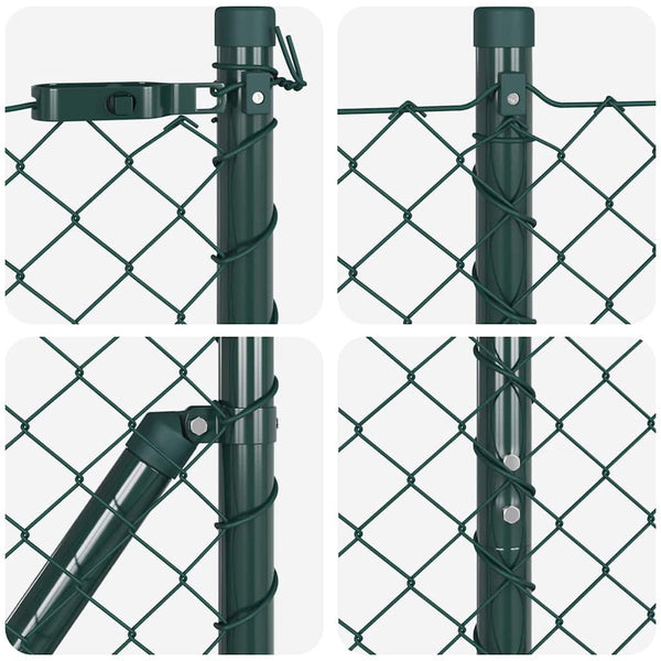 vidaXL Fence Posts Green 10 x 1 m (40 x 40 mm Mesh) Steel and PVC