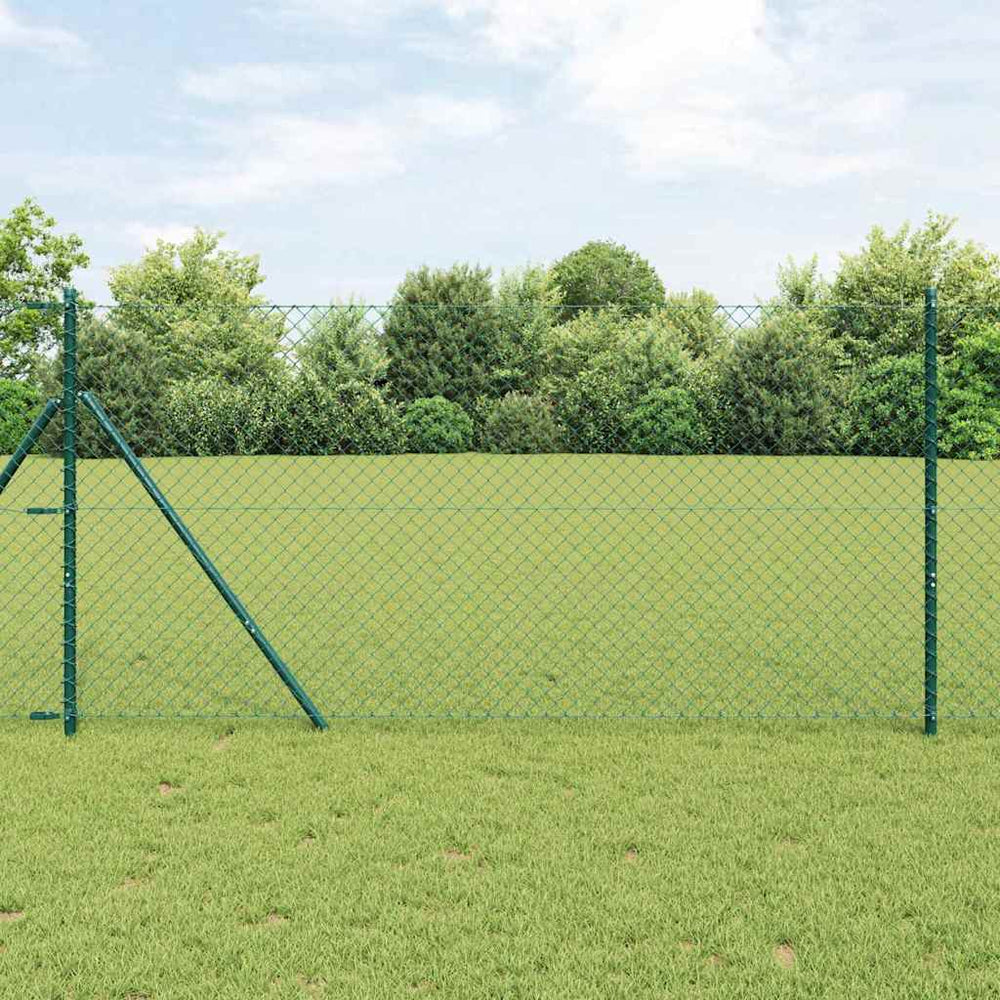 vidaXL Fence Posts Green 10 x 1 m (40 x 40 mm Mesh) Steel and PVC