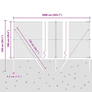 vidaXL Fence Posts Green 10 x 1 m (40 x 40 mm Mesh) Steel and PVC
